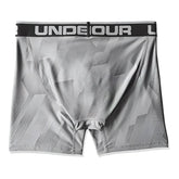 Under Armour original 6in boxerjock boxer brief underwear in printed grey with geometric pattern and black waistband size XS
