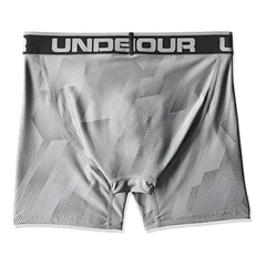 Under Armour original 6in boxerjock boxer brief underwear in printed grey with geometric pattern and black waistband size XS