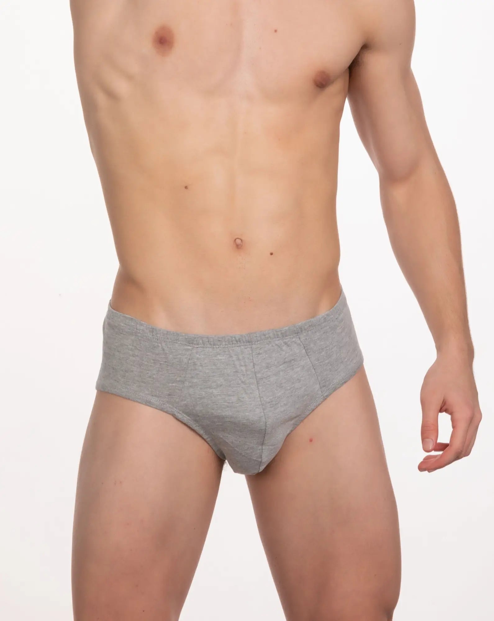 Gray heathered cotton briefs with snug contoured fit undergear contour basic brief grey front view
