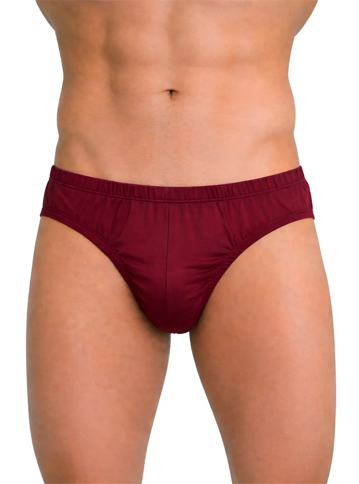 Maroon cotton undergear contour basic brief with smooth fitted design shown from the back side