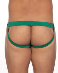 Green fabric briefs with a wide waistband and side straps for undergear fizx mark solid knit jockstrap