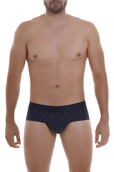 Dark navy Unico Senda briefs with subtle geometric pattern offering comfortable fit and breathable fabric