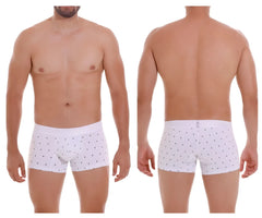 White boxer briefs unico 22110100101 naviero trunks color 29-white with small black anchor pattern