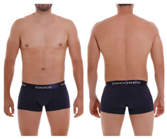 Navy blue unico brand briefs with a white logo band in profundo a22 trunks color 82 dark blue front view