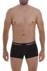 Black unico boxer briefs with a contrasting white logo waistband in inteso 22120100103 trunks color 99-black