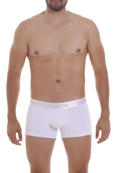 White unico 22120100105 cristalino m22 boxer briefs with subtle elastic waistband and gray brand name lettering