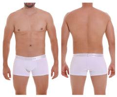 White men’s boxer briefs unico 22120100105 cristalino m22 trunks with subtle diego elastic waistband in white color