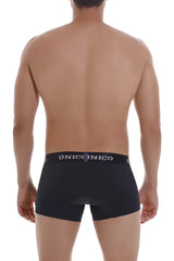 Black unicorno men’s trunks with white logo band in dark blue color model unico 22120100106 profondo m22