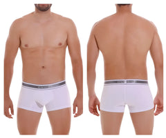White unico 22120100109 lustre a22 boxer briefs with gray elastic waistband and black brand name lettering