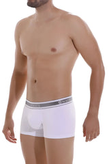 White unico boxer briefs with a gray waistband featuring the brand logo in color 00-white lustre a22 trunks