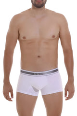 White unico 22120100109 lustre a22 trunks mens briefs with gray elastic waistband and silver brand lettering