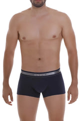Black unico boxer briefs with gray elastic waistband and silver brand name lettering from unico 22120100110 cardenal a22 trunks