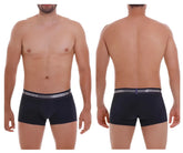 Black unico men’s briefs with gray elastic waistband featuring unico brand name in white lettering color 82-dark blue