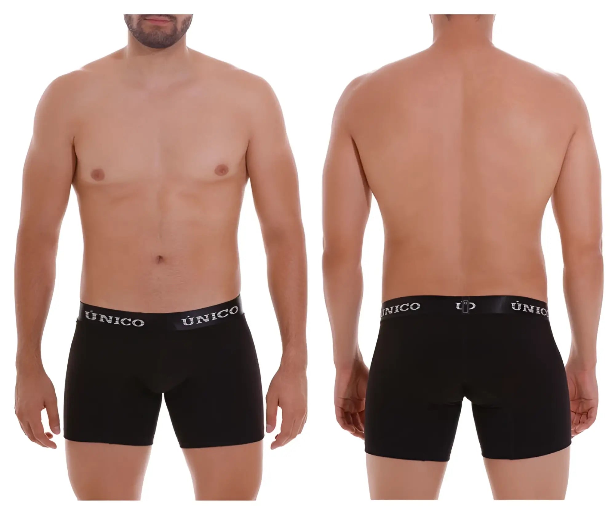 Black unico 22120100203 intenso a22 boxer briefs with white logo band in black color for comfortable wear