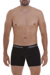 Black unico intenso boxer briefs with white elastic waistband featuring brand name in color 99-black
