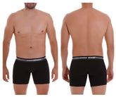 Black unico mens boxer briefs with gray elastic waistband featuring unico logo in white color 99 black nebuloso a22