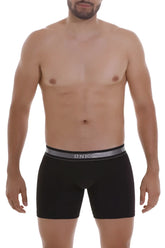 Black unico boxer briefs with gray elastic waistband featuring brand name in white lettering model 22120100211 nebuloso a22 color 99-black