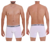 White unico lustre boxer briefs with gray elastic waistband featuring the unico logo in color 00-white