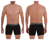 Black unico men’s boxer briefs with gray elastic waistband featuring unico logo model nebuloso m22 color 99-black