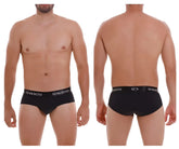 Black unico Intenso A22 briefs with a white logo waistband band in color 99 black showing front view