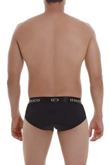 Black unico 22120201103 intenso a22 briefs with white logo waistband in color 99-black showing front side