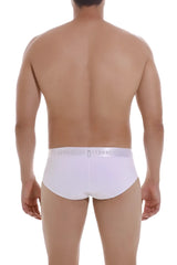 White unico 22120201105 cristalino m22 briefs with subtle gray logo band in white color for comfortable wear