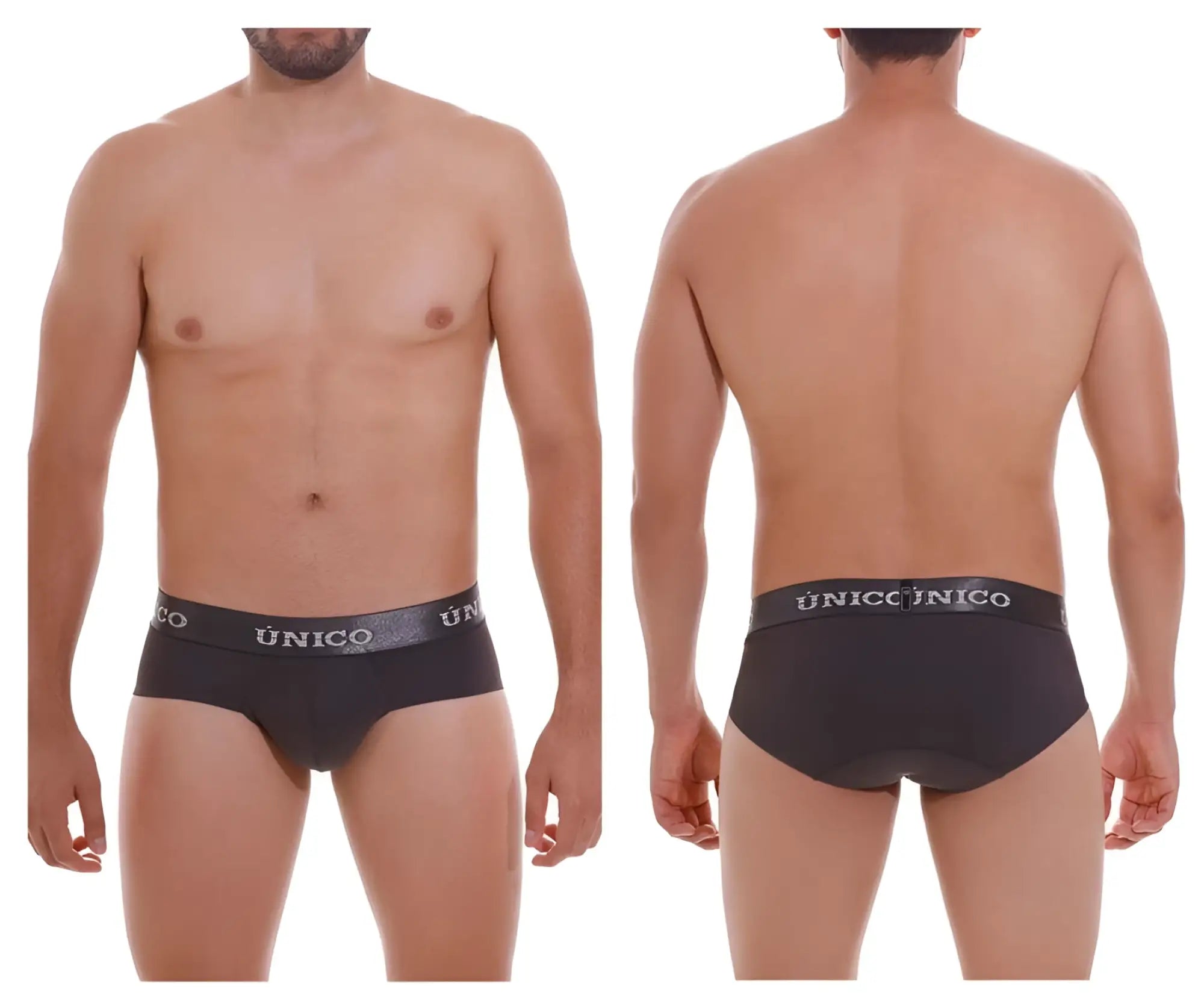 Black unico 22120201108 Asfalto M22 briefs in dark gray with subtle textured waistband for comfortable fit