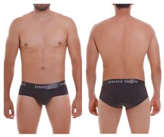 Black unico 22120201108 Asfalto M22 briefs in dark gray with subtle textured waistband for comfortable fit