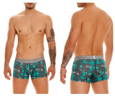 Unico 23050100104 Escaque trunks in teal and gray digital camouflage with gray unico waistband