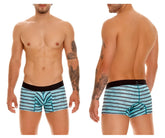 Unico 23050100116 espectaculo men’s turquoise blue and black striped boxer briefs with solid black waistband