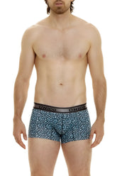 Blue leopard-print boxer briefs with black unico waistband in blue color from unico 24020100110 redondel trunks