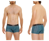 Teal and black leopard-print boxer briefs with branded elastic waistband from unico redondel trunks color 46-blue