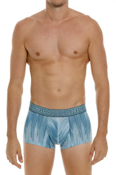 Light blue patterned Unico 24080100112 Hilada trunks with textured waistband featuring Unico brand name
