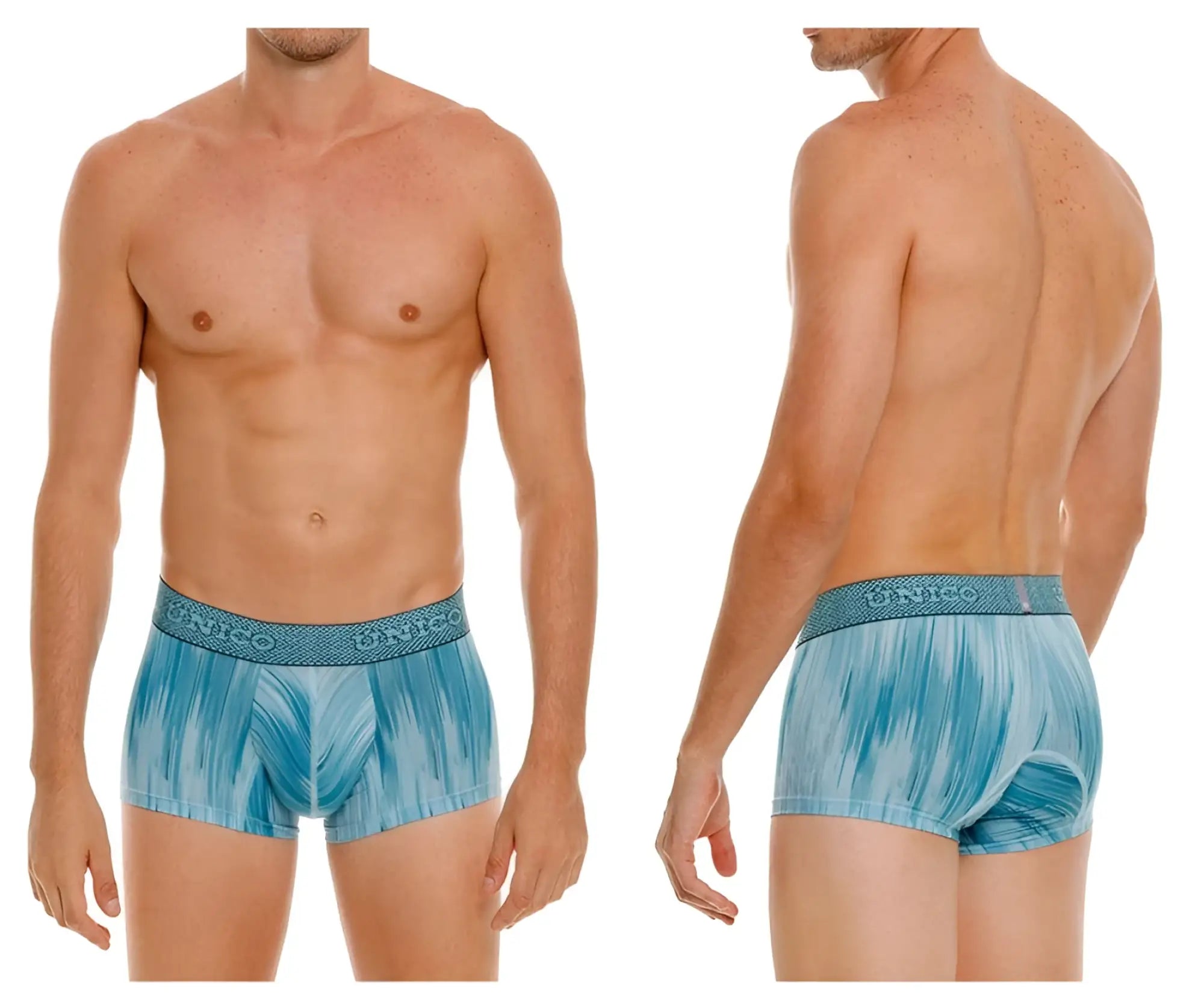 Unico 24080100112 hilada trunks blue patterned men’s boxer briefs with textured waistband and breathable fabric