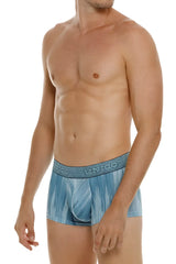 Unico 24080100112 hilada trunks are blue patterned briefs with a textured waistband featuring the brand name