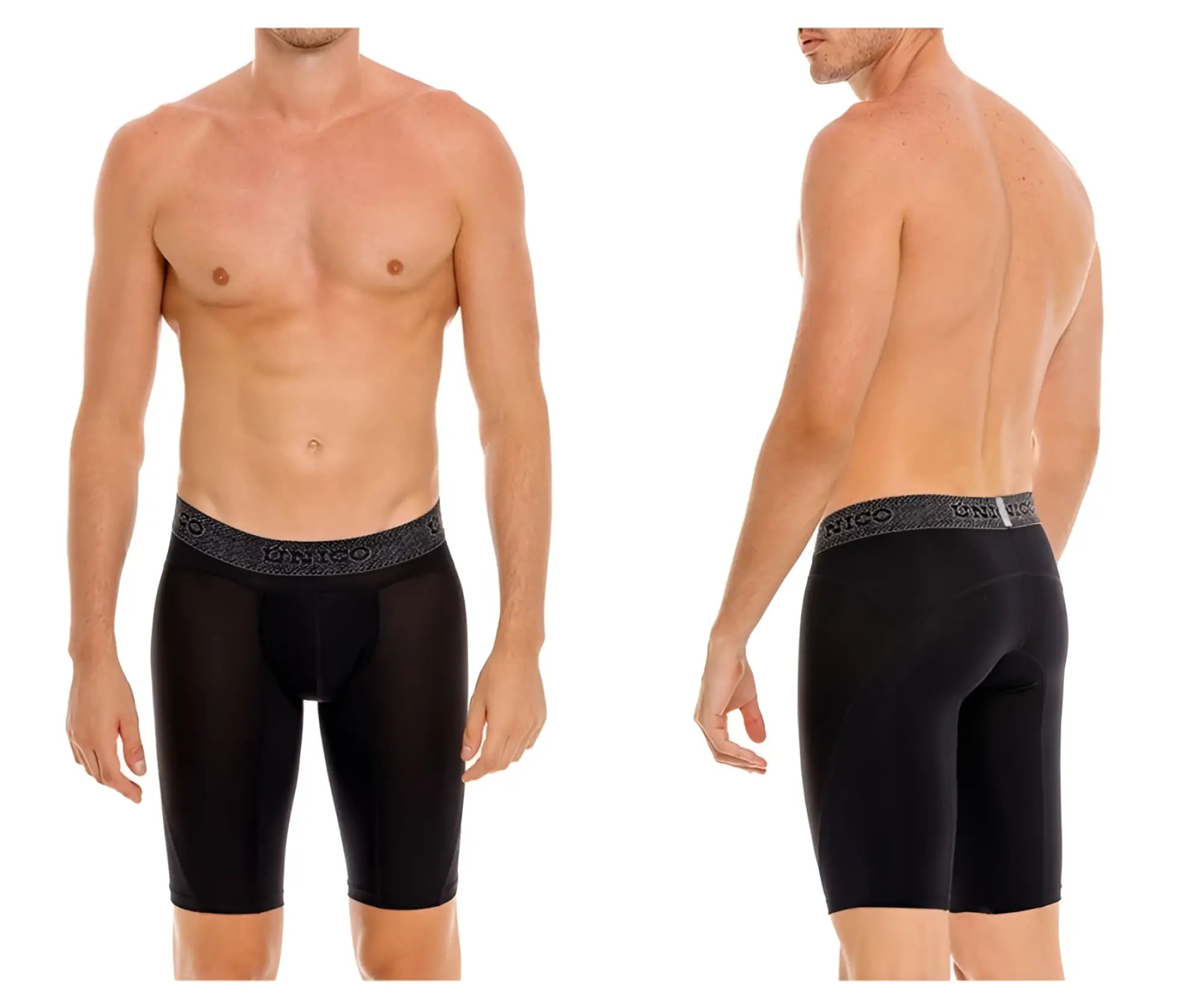 Black unico 24080100322 ardid boxer briefs with patterned waistband compression shorts in black color