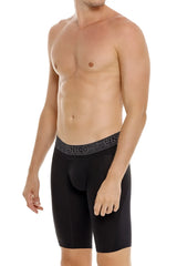 Black men’s unico ardid boxer briefs in black with patterned waistband featuring the unico brand name