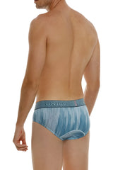 Unico 24080101112 hilada briefs in blue with a textured waistband featuring the dunno brand name pattern