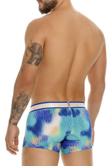 Blue and white tie-dye men’s briefs with contrasting blue waistband branded unidos in unico 24100100105 moscatel trunks