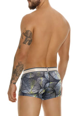 Men’s boxer briefs unico 24100100113 resplandecer trunks in gray with bold geometric pattern and lime green accents