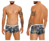 Men’s unico 24100100113 resplandecer trunks boxer briefs with blue gray green abstract leaf pattern on navy base