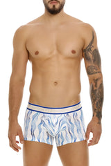 Unico 24100100116 pomposo trunks blue and white patterned boxer briefs with wavy design in color 46-white