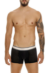 Black mesh unico tamiz trunks with white elastic waistband featuring unico brand name in color 99-black