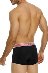 Black unico boxer briefs with pink waistband and white unico branding in oro rosa trunks color 99 black