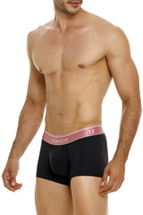 Black unico boxer briefs with a pink waistband branded oro rosa trunks color 99-black for comfortable support