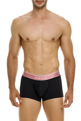 Black unico men’s briefs with pink elastic waistband and white brand name oro rosa trunks color 99-black