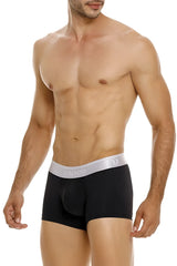 Black unico men’s briefs with silver waistband featuring brand name and logo in unico 24110100109 argento trunks