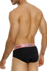 Black unico oro rosa men’s briefs with a pink waistband and white brand name in color 99 black for daily wear