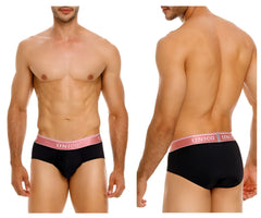 Black unico 24110101108 oro rosa briefs with pink elastic waistband and white brand lettering in black color