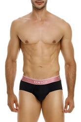 Black únicO briefs with a pink waistband and white brand lettering from the oro rosa collection color 99-black
